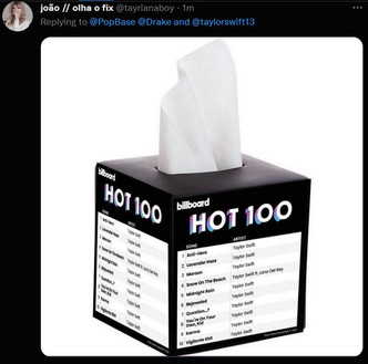 Drake shading Taylor Swift over Billboard Chart.