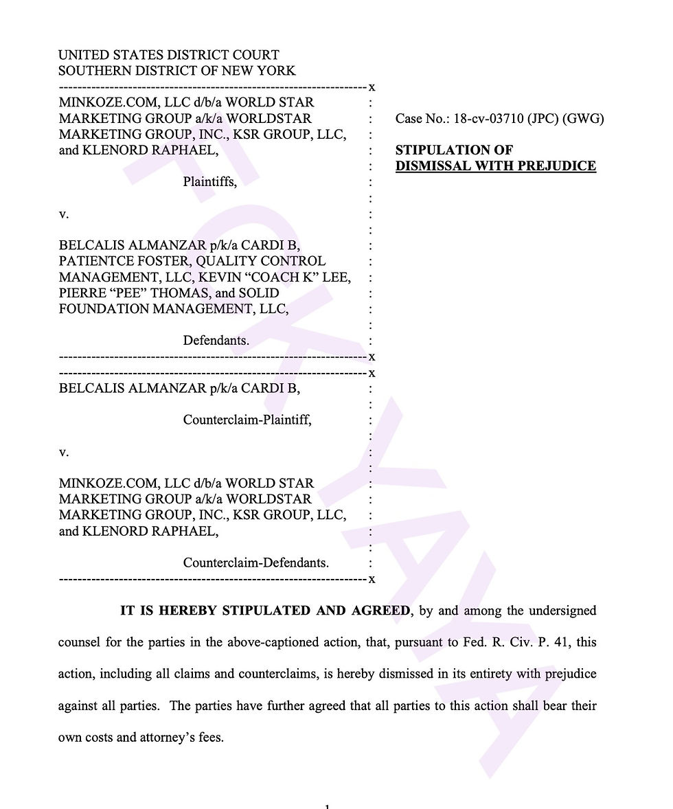 KSR lawsuit against Cardi B settled