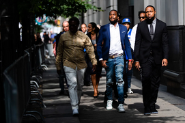 Meek showing up to court with Desiree Perez.