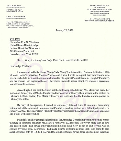 Court Documents from Jennifer Hough Lawsuit against Nicki Minaj and Kenneth Petty.