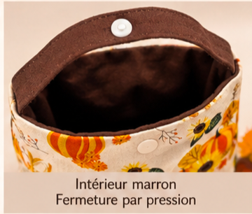 Intérieur marron uni du panier à bonbons Halloween avec fermeture par pression