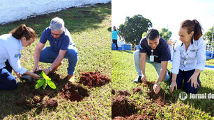 Hospital da Unimar e Prefeitura de Echaporã realizam plantio de mudas frutíferas na UPA daquela cidade