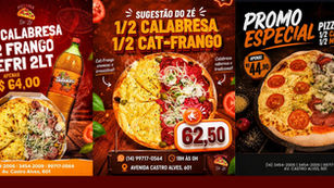 Domingo é dia de pizza! Melhor ainda com as ótimas promoções da Pizzaria do Zé. Vem pra cá ou peça delivery