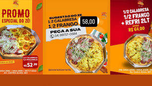 Domingo é dia de pizza! Melhor ainda com as novidades e ótimas promoções na Pizzaria do Zé. Vem pra cá ou peça delivery