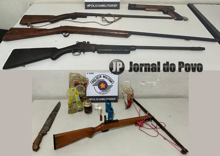Homem bêbado ameaça companheira e é preso com arsenal em casa