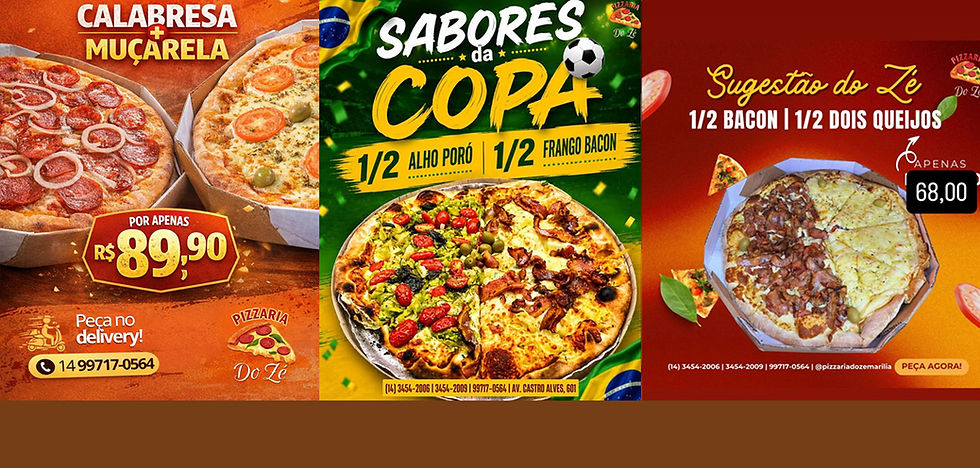 Domingo é dia de pizza! Melhor ainda com novidades e ótimas promoções da Pizzaria do Zé. Vem pra cá ou peça delivery