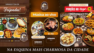 Hoje tem a tradicional feijoada, com cardápio variado e música ao vivo no O Buteco Esmeralda. Vem pra cá ou peça delivery