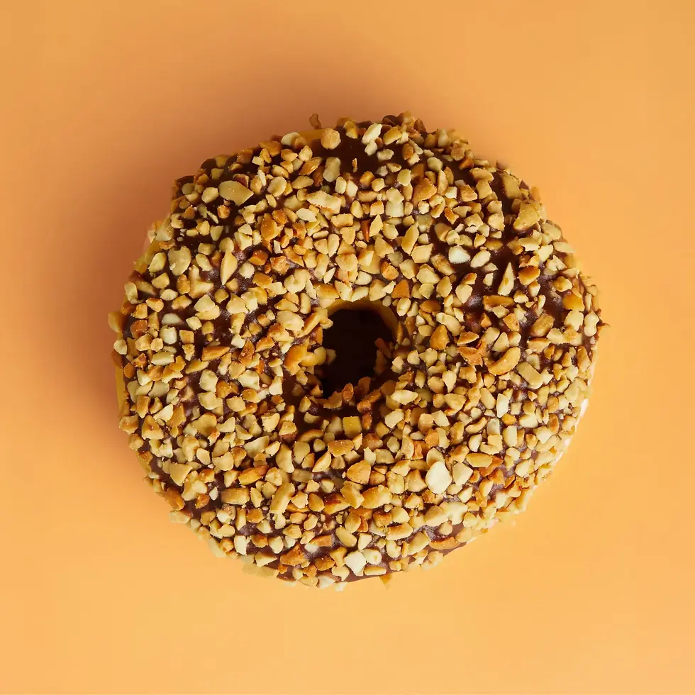 Choc nut donut with chocolate icing and crushed nuts – Mama's Donuts NZ