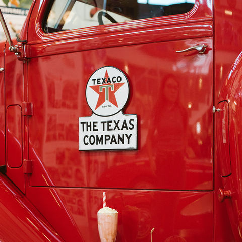 Burger, fries, and strawberry shake