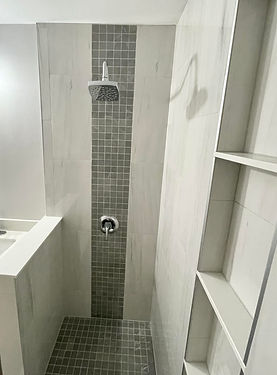 Custom shower with vertical accent