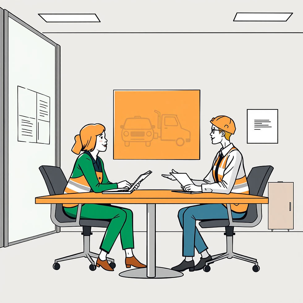 dessin type bd, deux personnes en discussion de travail dans une salle de réunion sur les 