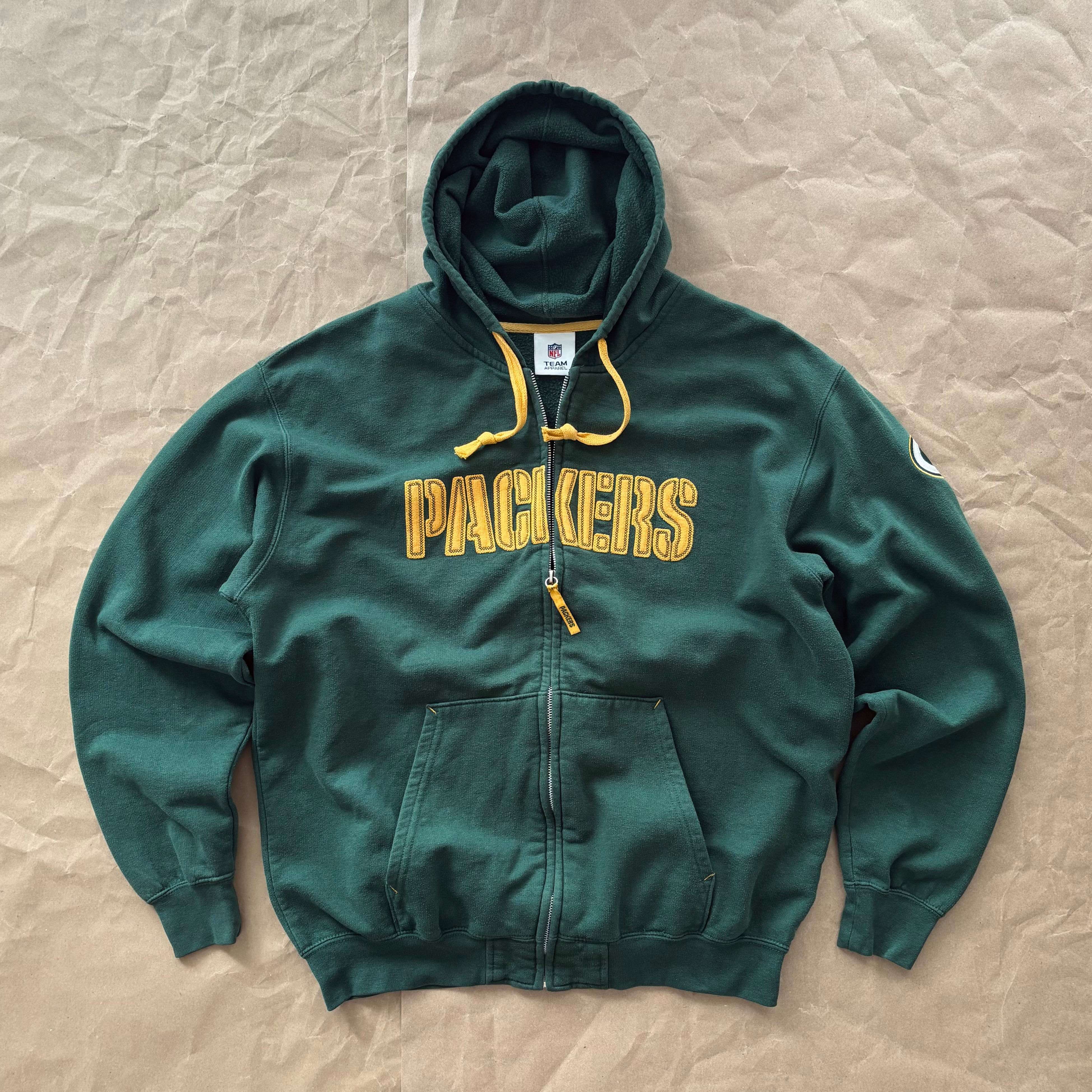 Vintage Green Bay Packers Full Zip Hoodie, L