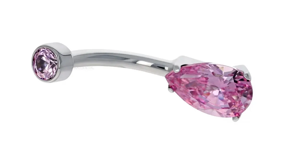 Anatometal: Pear-cut Navel Bar Lavender