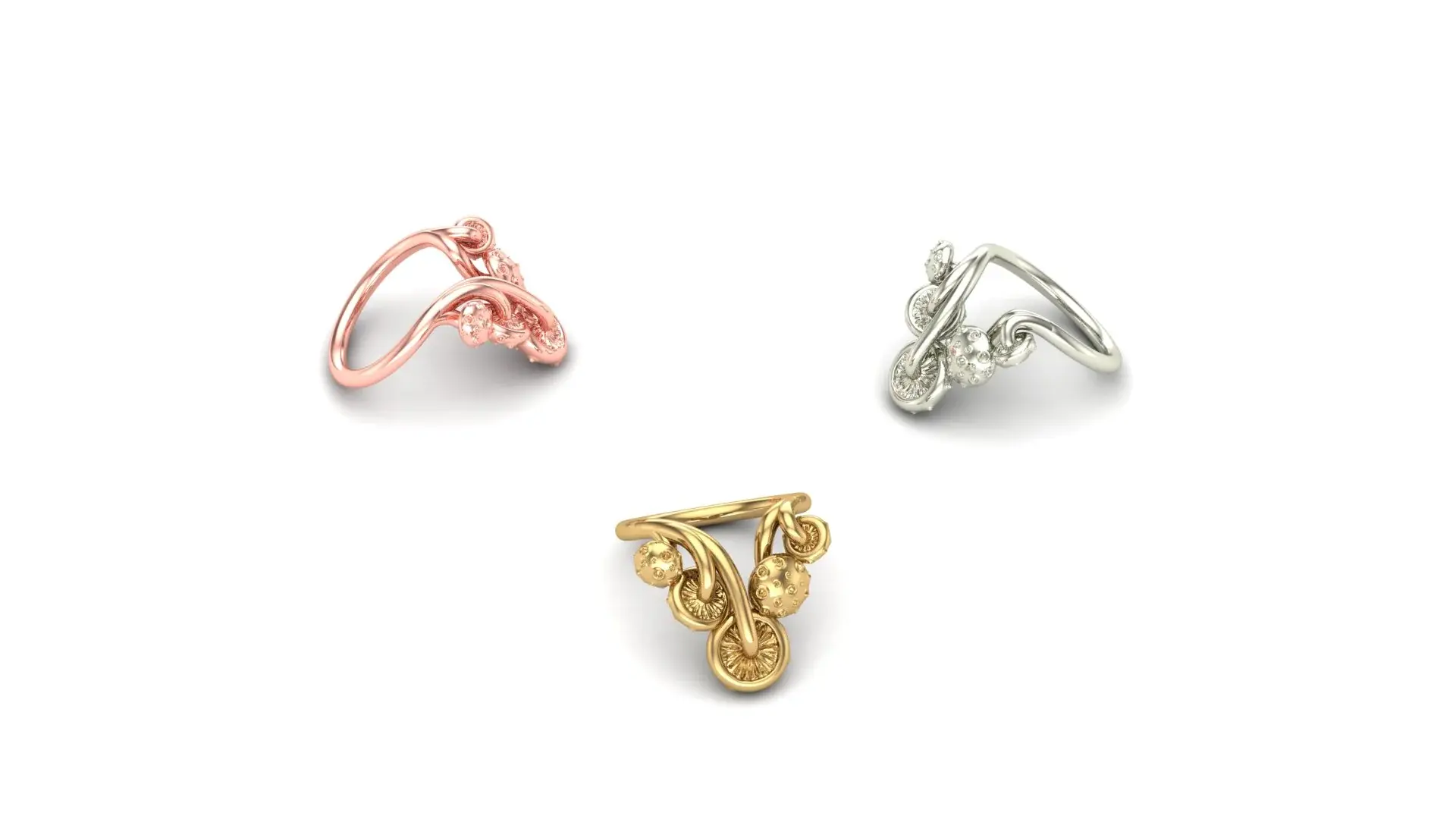 Mushroom Jewelry: Gold Mushroom V Seamless Ring