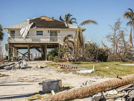 A home devastated by a hurricane