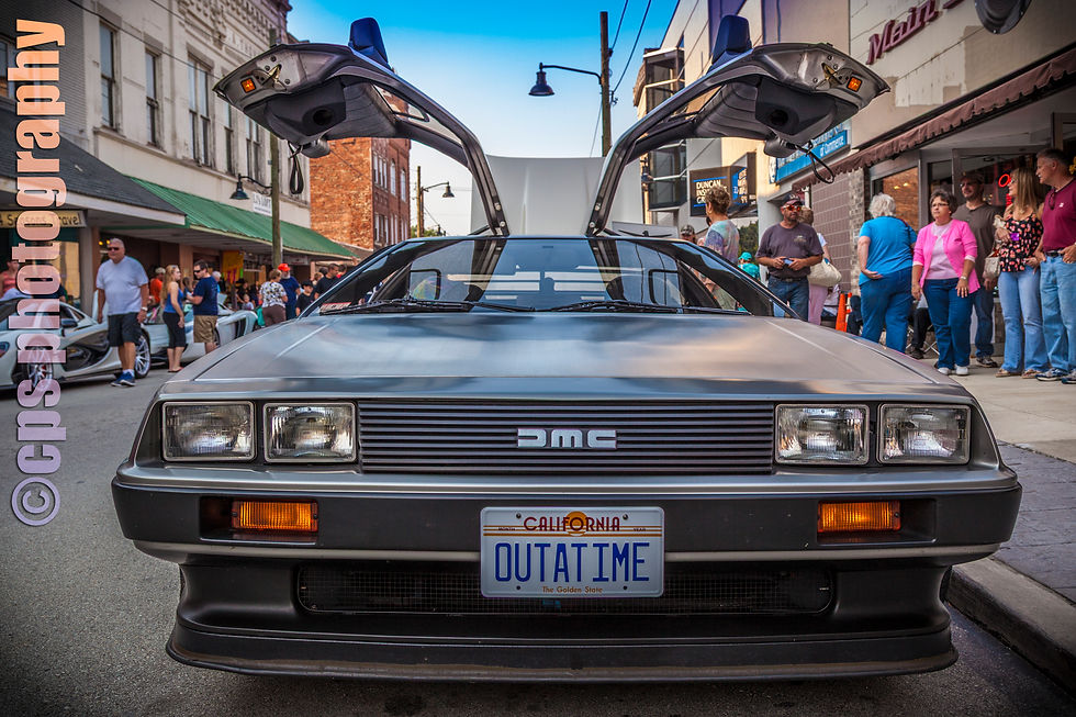 This beautiful DeLorean, fashioned after the Back To The Future movies is often a highlight of The Downtown Irwin Car Cruise - it is displayed courtesy of Collin Scott, Main Street Music.