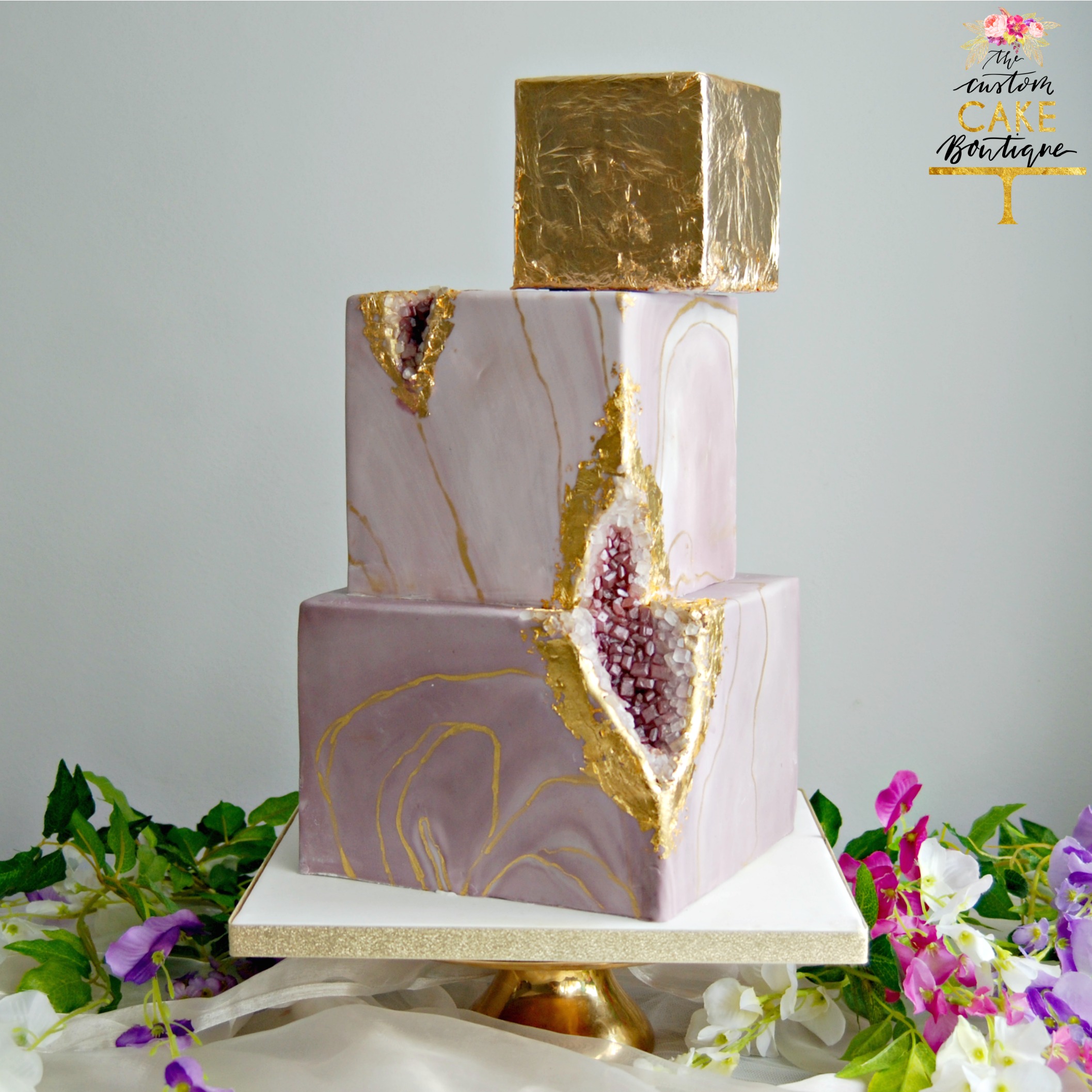 Purple Marble Geode Amythest Cake