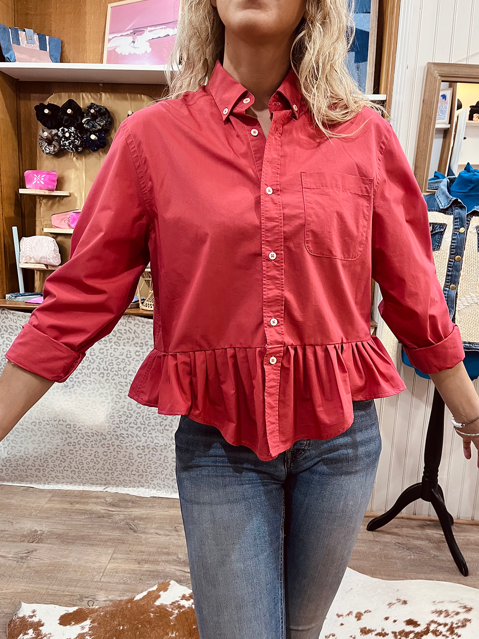 Miniature : Chemise  - Unie Rouge - T.U