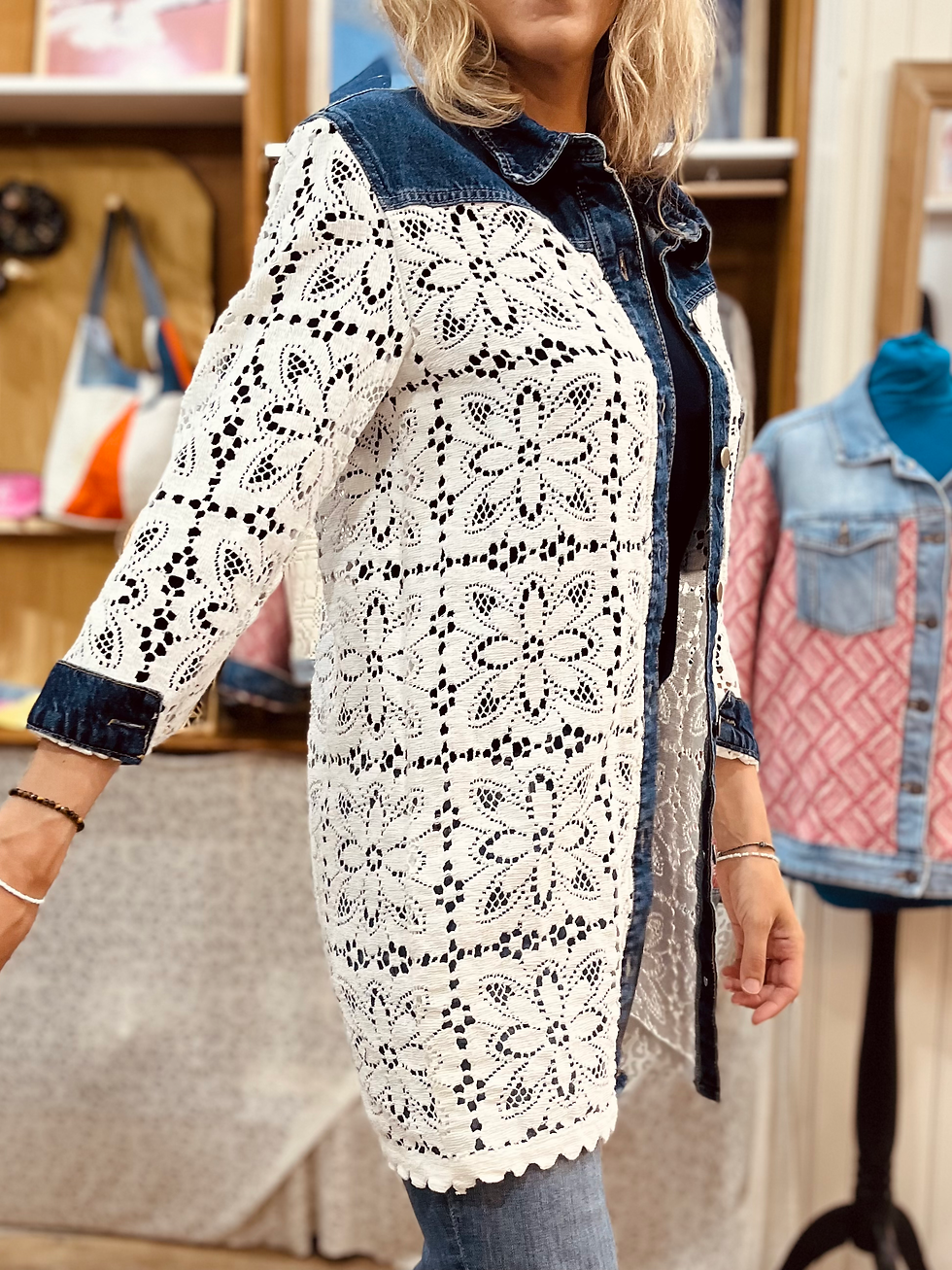 Miniature : Veste Cocoon - Jean/Dentelle - T.S