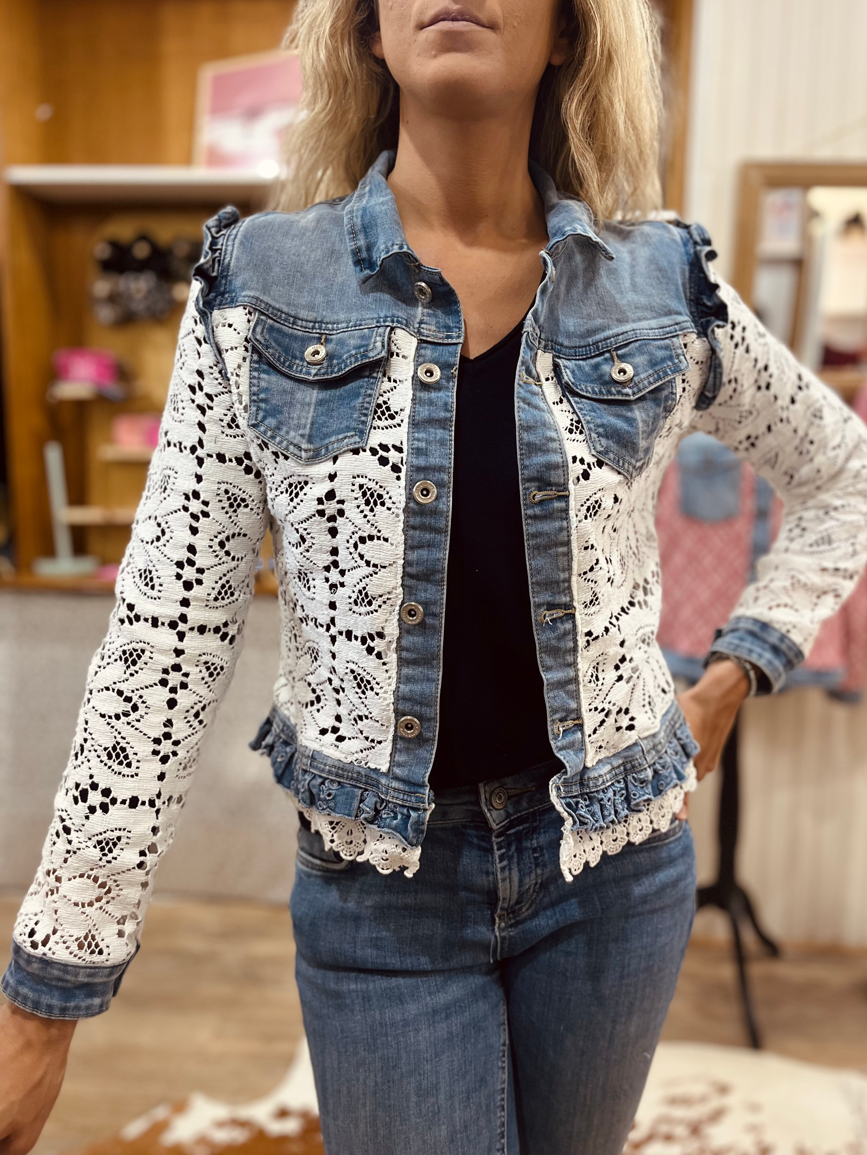 Veste Cocoon - Jean/dentelle - T.M