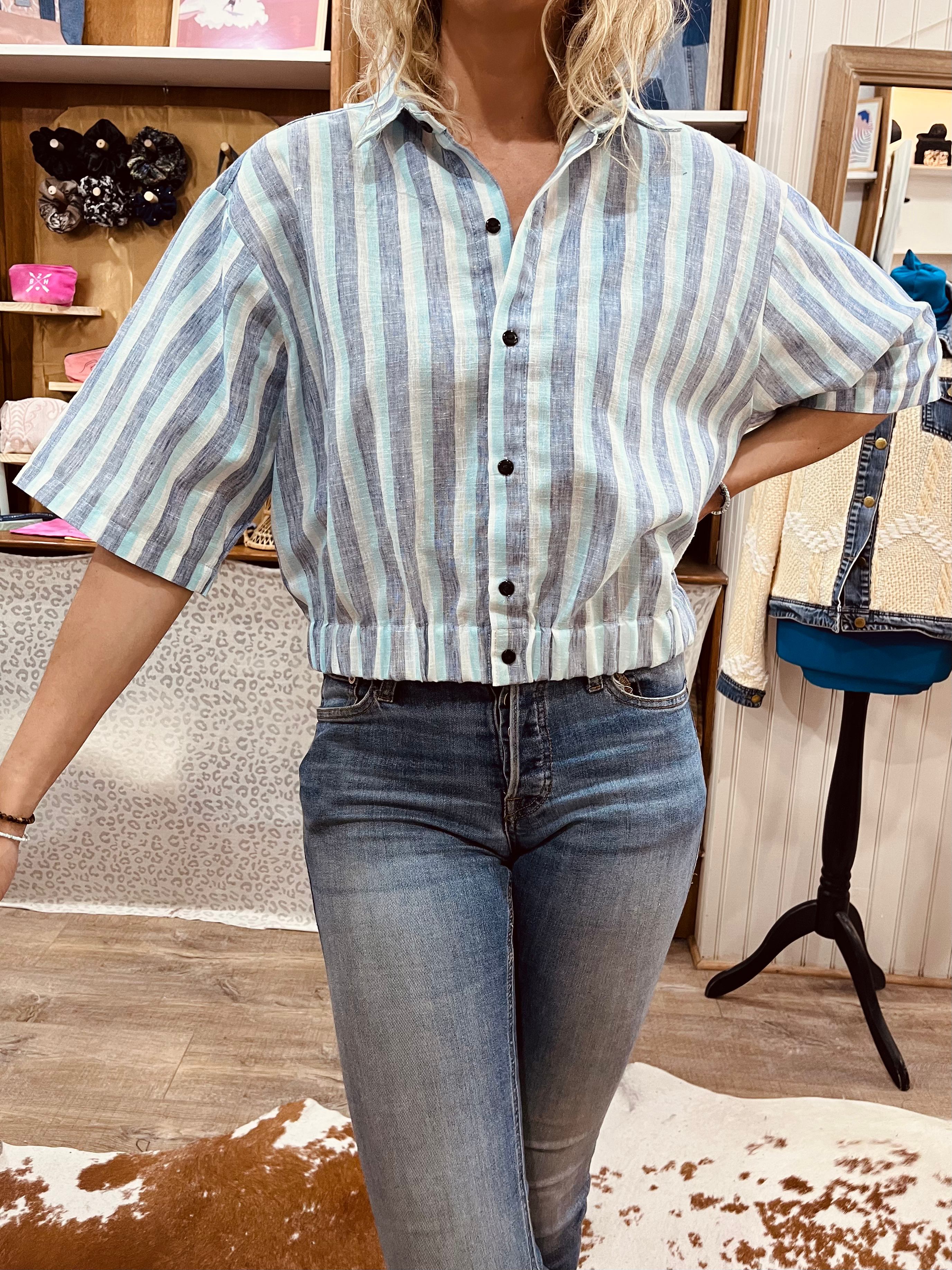 Chemise Crop - Rayures tricolores - T.S/M