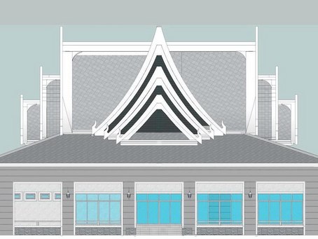 ออกแบบขยายโบสถ์(ขยายโบสถ์เก่า) ให้กับวัดธาตุโนนนคร วัดที่สร้างสมัยรัชกาลที่ 1 พุทธศักราช 2328