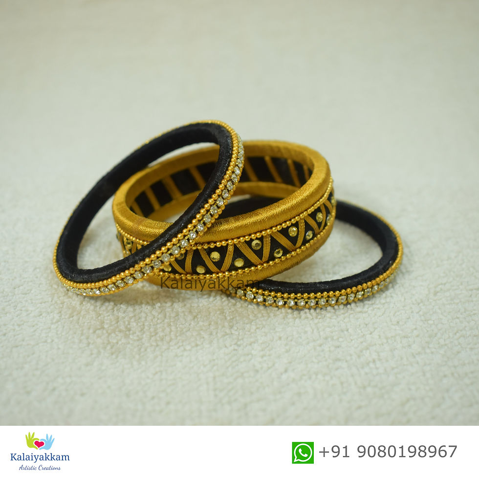 Thumbnail: Zig-Zag Bangle with Golden and Black (2 sets of 3 bangles)