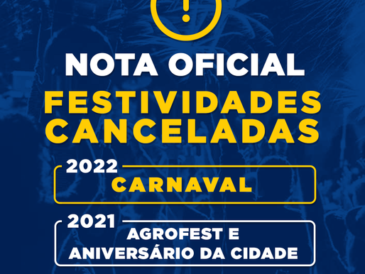 VGP cancela festividades de Aniversário da Cidade, Agrofest e Carnaval