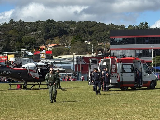 Grave colisão entre moto e caminhão mobiliza helicóptero Águia em Caucaia do Alto