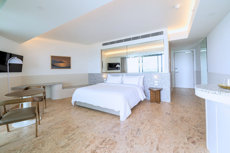 The Ardo Hotel, cream cork tiles, cork flooring Sydney, new generation cork calais cream, harvest collection Sierra, marble cork