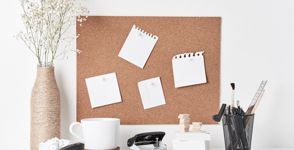 Corkboard at a desk