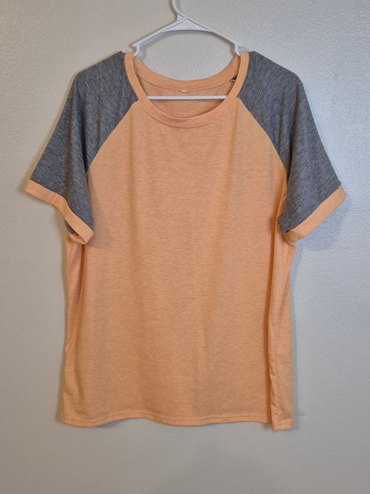 Peach and gray raglan t-shirt