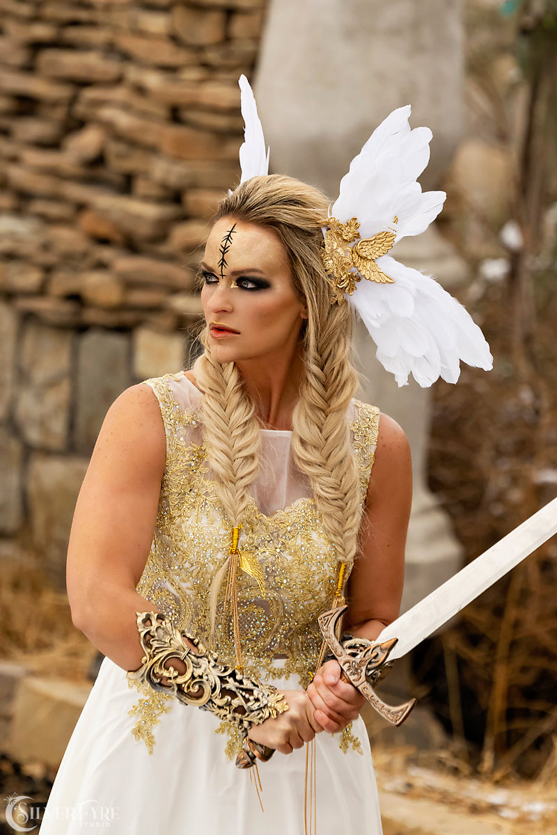 Thumbnail: Gold Lace Top Chiffon Gown