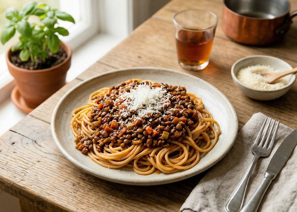 boloñesa vegetariana con lentejas