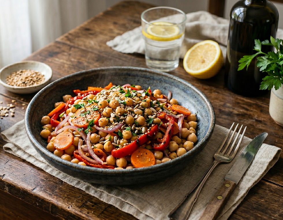 Ensalada tibia de garbanzos Grano Pampa