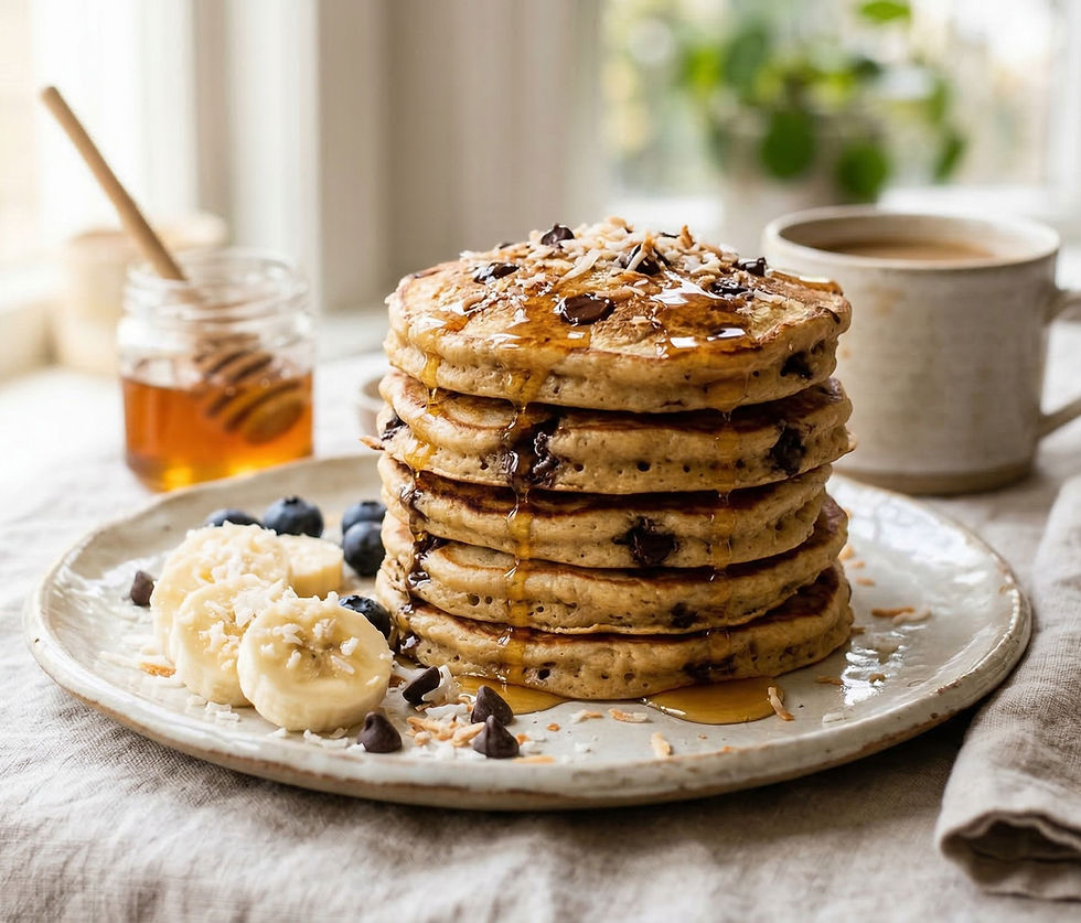 Protein Pancakes with Chickpea Flour, Honey & Chocolate