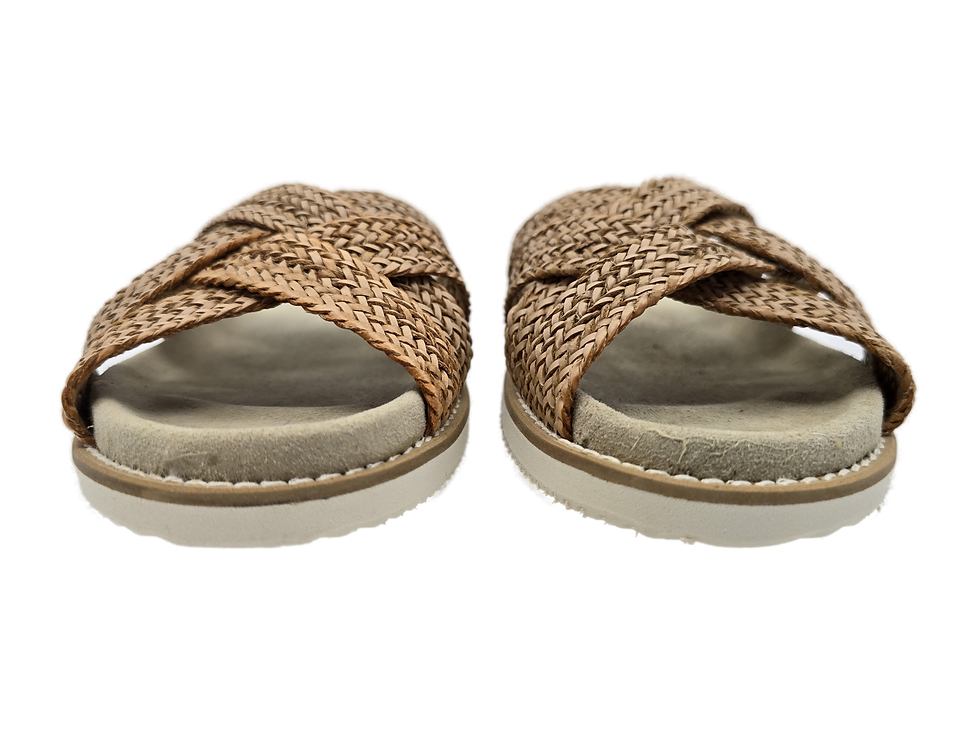Thumbnail: Front view of Alabama braided sandal in neutral taupe color