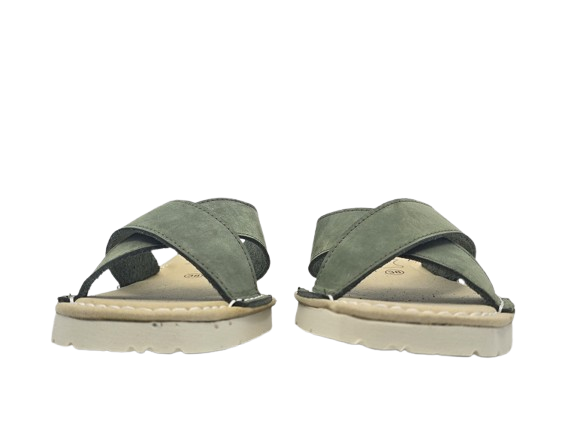 Thumbnail: Khaki cross-strap Cadiz sandals front view