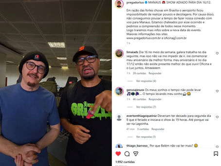 Muita Treta Tour: chuva adia show de G3 e Pregador Luo em Manaus