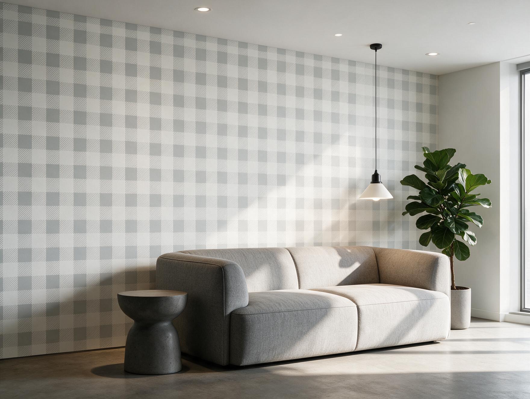 Lounge corporativo com Papel de Parede Xadrez da Housed