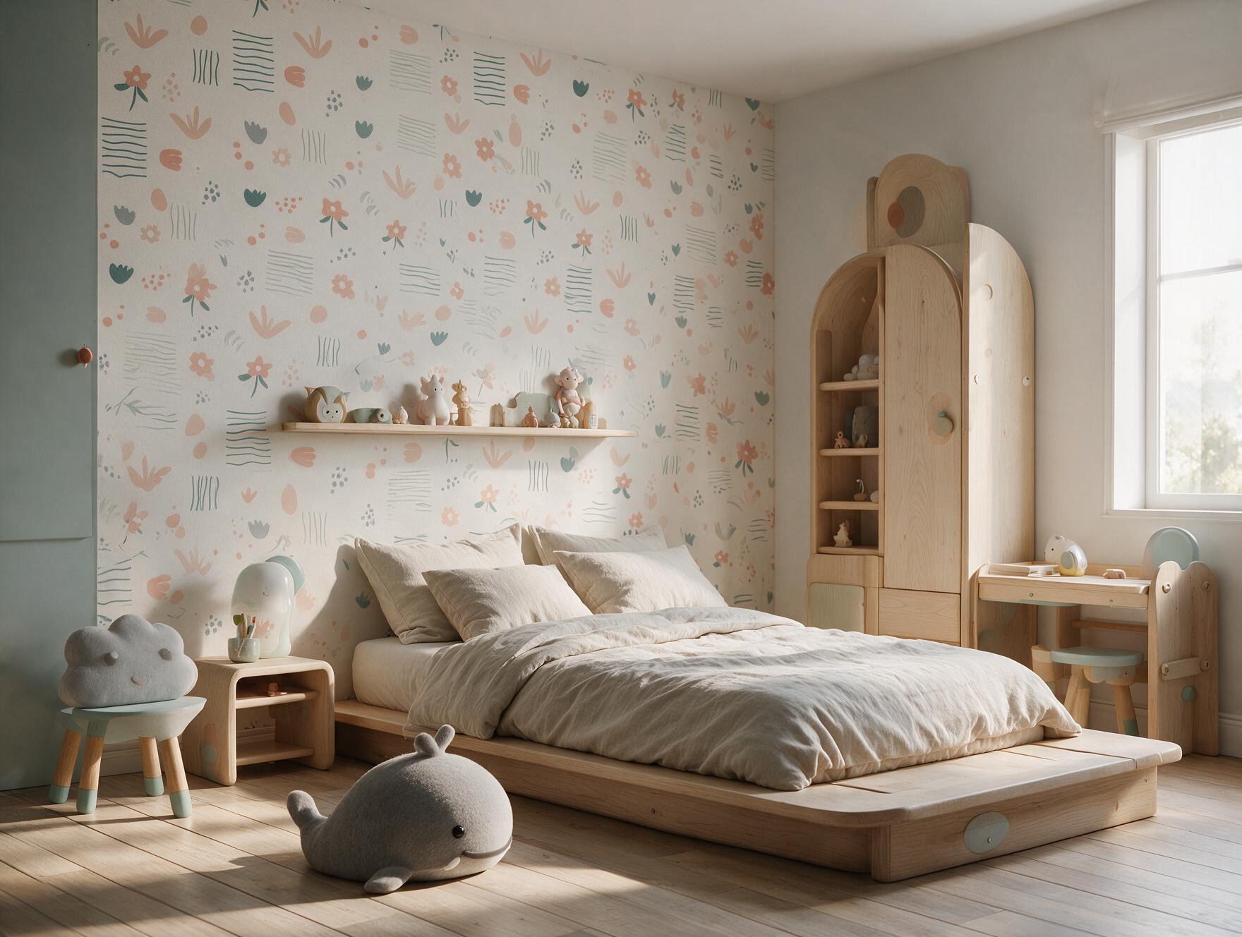 Quarto infantil afetivo com Papel de Parede Jardim exclusivo da Housed
