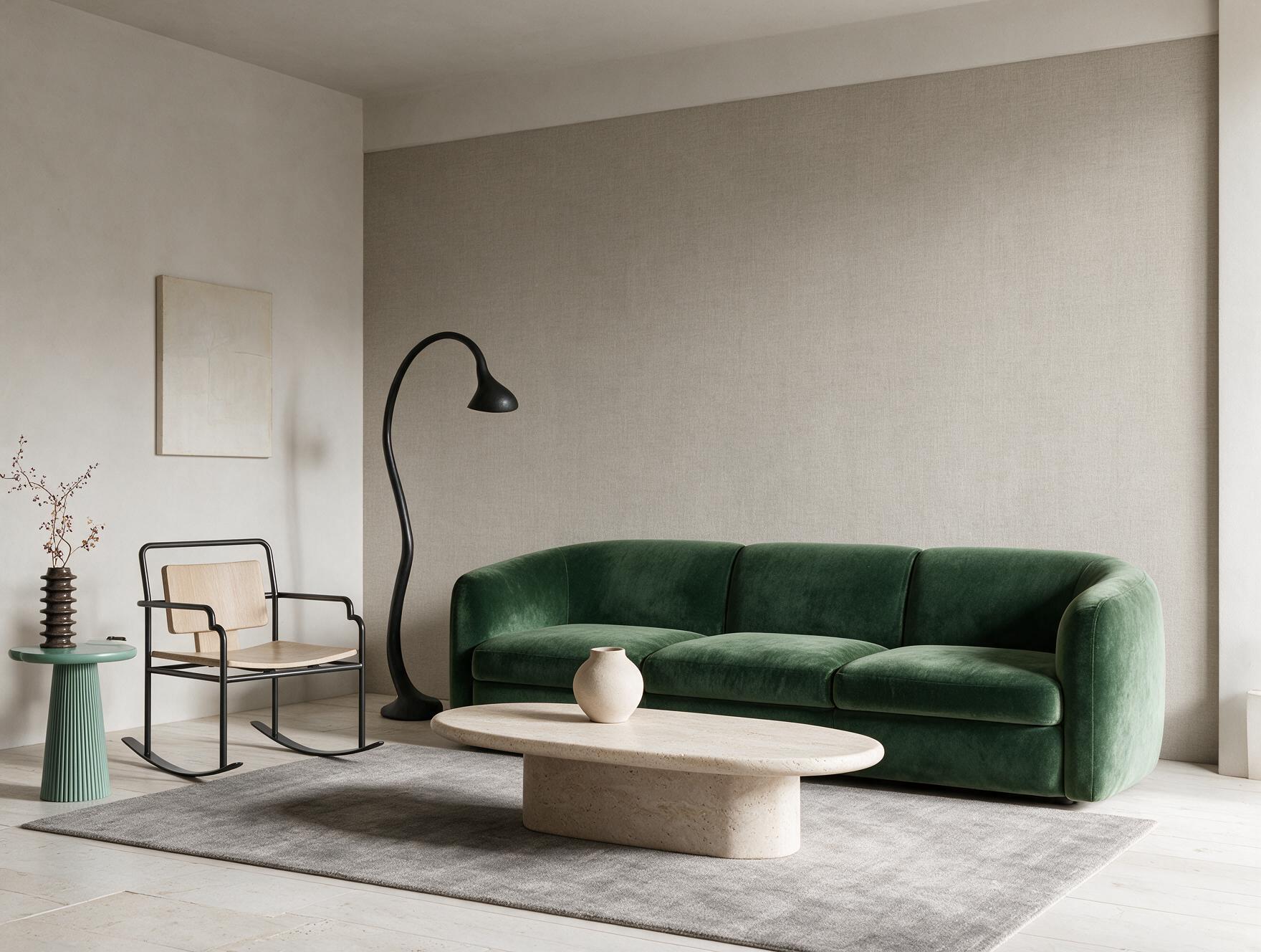 Sala de estar elegante com papel de parede Linho da Housed