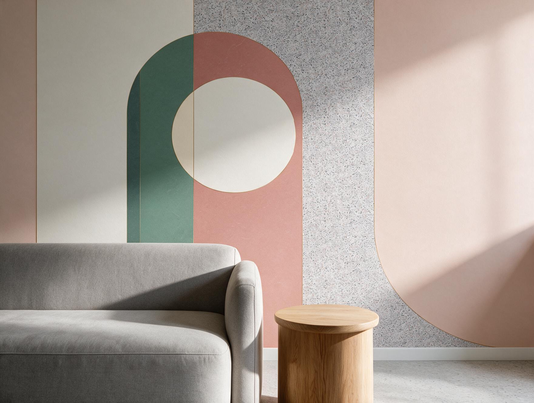 Sala com Painel de Parede Terrazzo da Housed, textura premium