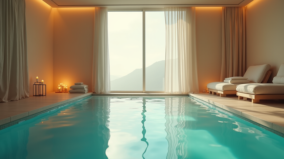 Vue en plongée d’une salle de massage apaisante avec lumière tamisée