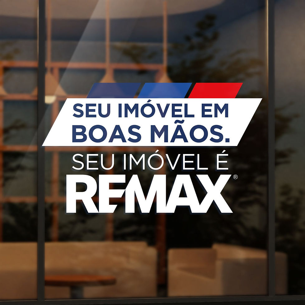 Logotipo RE/MAX com texto Seu imóvel em boas mãos, ideal para corretor remax zona norte rj.