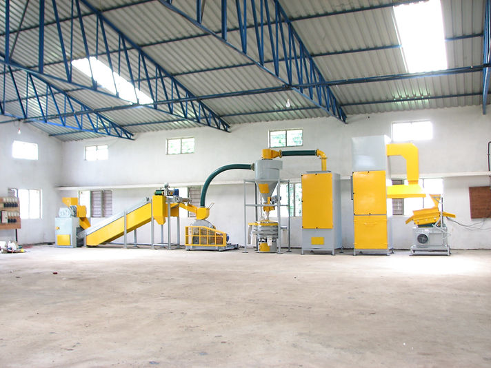 ewaste recycling plant diffused background