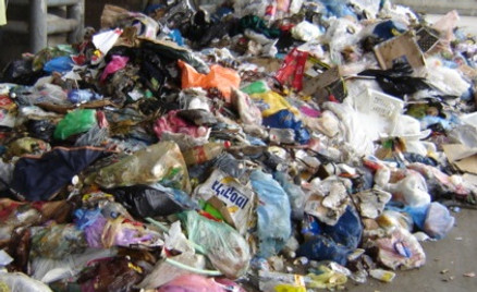 Municipal solid waste collected for processing and treatment