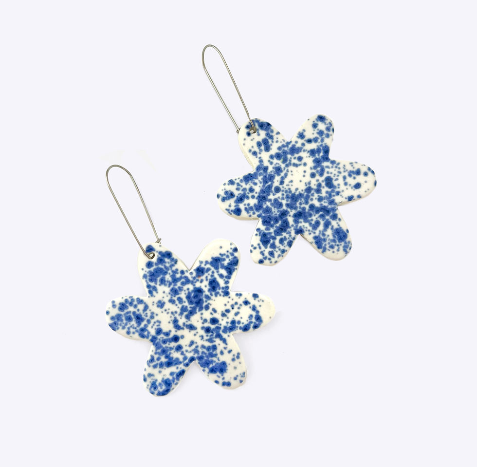 Thumbnail: Ceramic Flowerburst Earrings: Splatterware