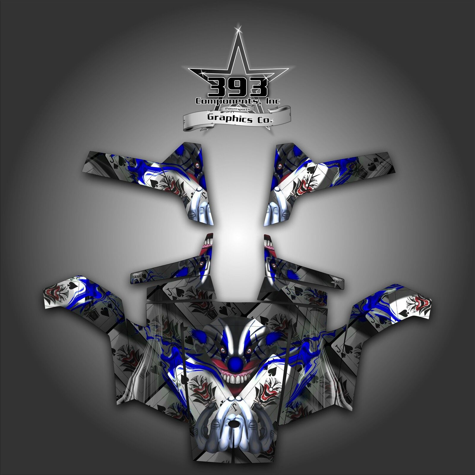 Polaris RZR 800 UTV Wrap Graphics Decal Kit 2007 - 2010 Evil Joker Blue