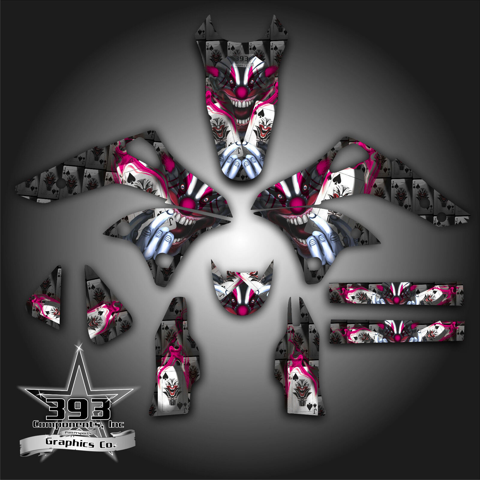 KAWASAKI KX250F KXF 250 2006 - 2008 GRAPHICS KIT DECALS EVIL JOKER BLACK PINK